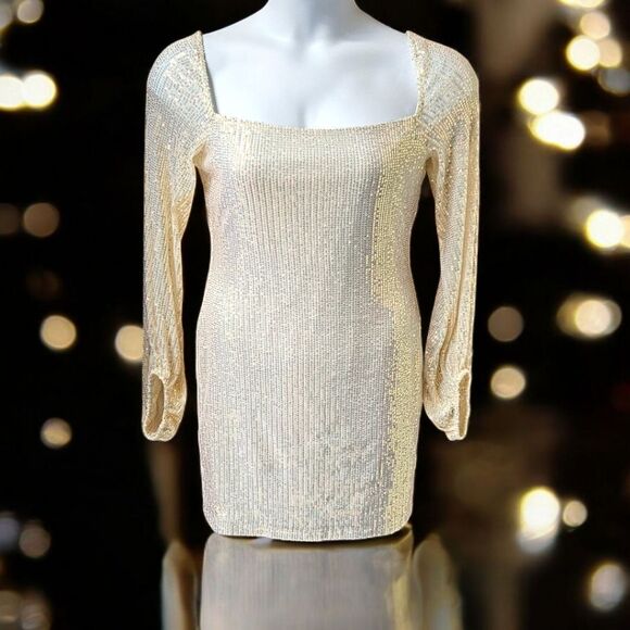 SPEECHLESS Womens New Ivory Sequin Mini Cocktail Dress Size XL - Picture 1 of 16